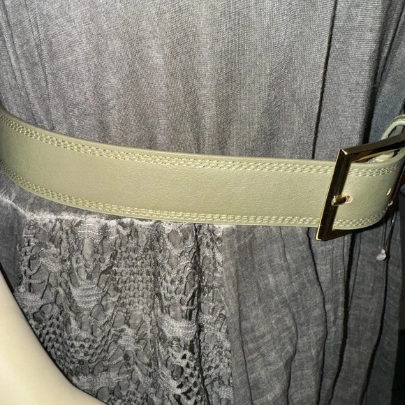 STEVE MADDEN Soffiano leather olive green belt with gold hardware size medium - Picture 7 of 7